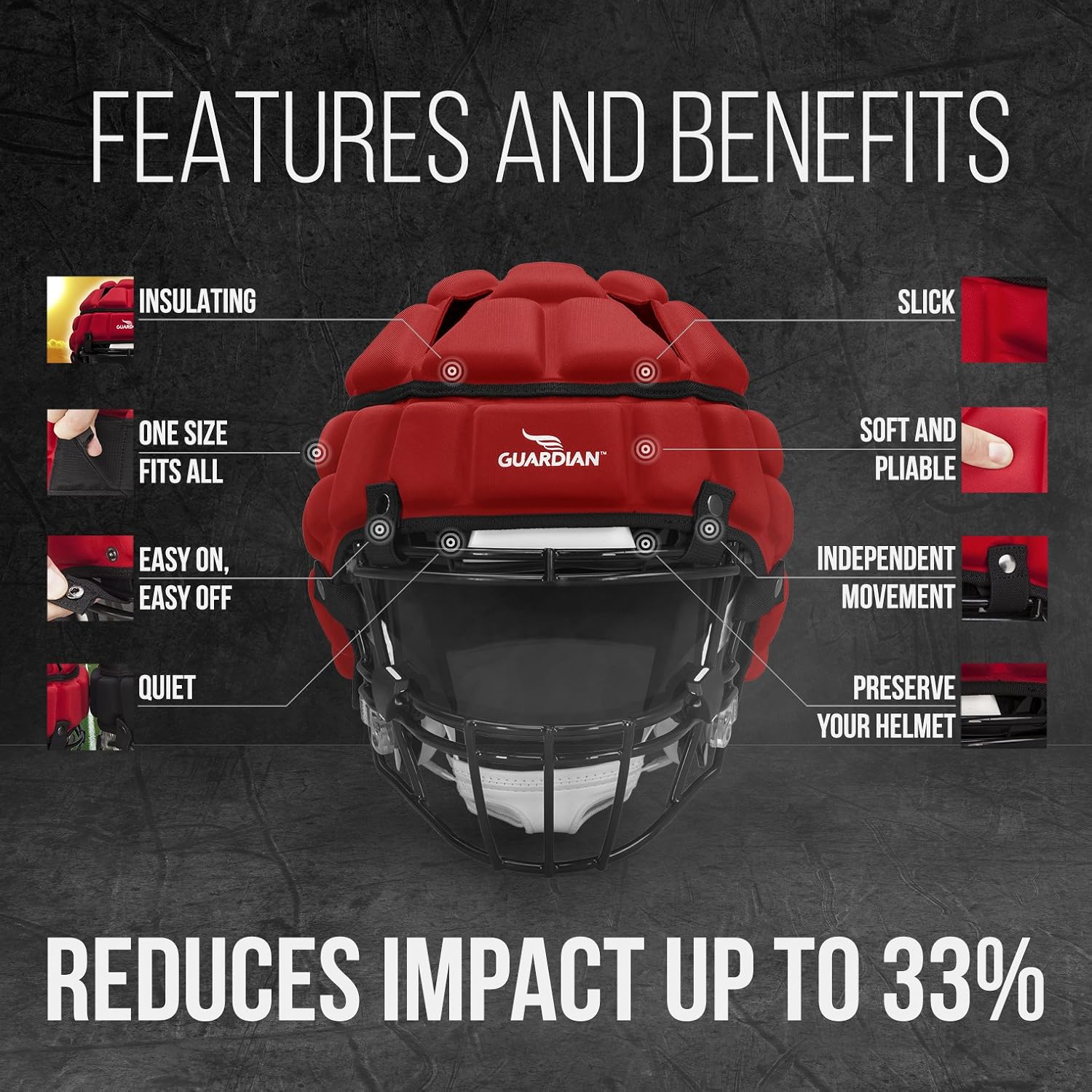 Guardian Cap - Soft-Shell Protective Helmet Cover : Football Helmets : Sports & Outdoors