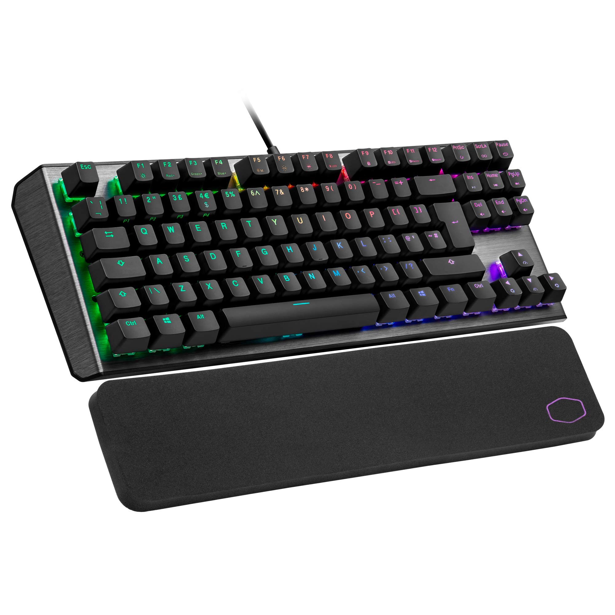 Cooler Master CK530 V2 Tenkeyless Mechanical Gaming Keyboard - Per-Key RGB Backlighting, On-the-Fly Controls, Aluminium Top Plate and Wrist Rest Included - UK Layout / Red Switches