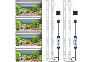 Wiaxulay LED Grow Light Strips, 6000K Full Spectrum Sunlike Growing Lamp with 6/12/16H Timer, 5 Dimmable Levels for Hydroponics, Succulent, Plant Shelf, 2 Pack