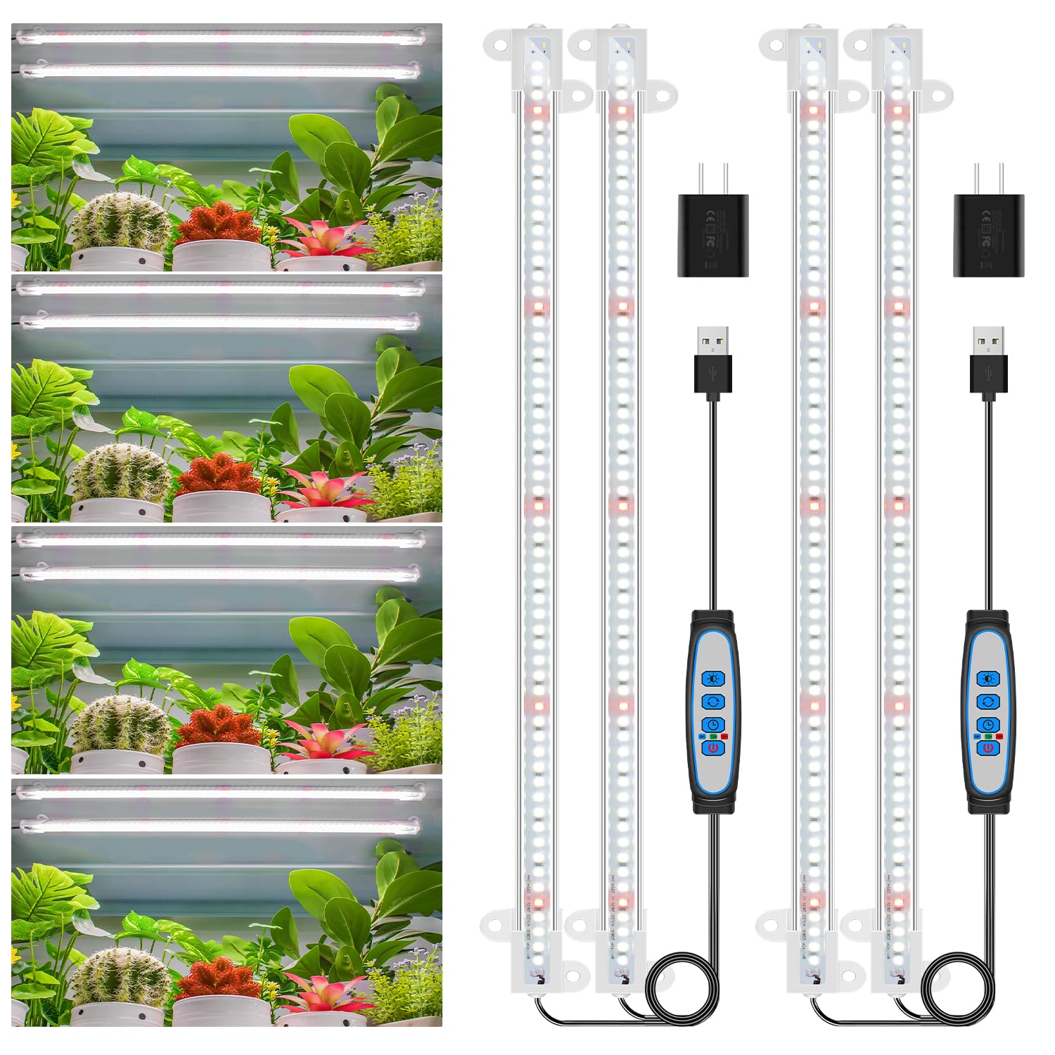 Photo 1 of ***SIMILAR***

Wiaxulay LED Grow Light Strips, 6000K Full Spectrum Sunlike Growing Lamp with 6/12/16H Timer, 5 Dimmable Levels for Hydroponics, Succulent, Plant Shelf, 2 Pack