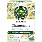 Traditional Medicinals Organic, Chamomile Tea - Supports Stress Relief and Relaxation - Kosher, Non-GMO, Caffeine-Free, Compostable - 16 Tea Bags
