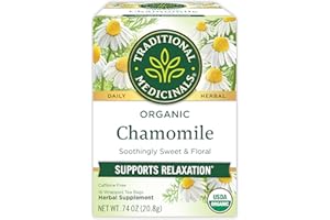Traditional Medicinals Organic, Chamomile Tea - Supports Stress Relief and Relaxation - Kosher, Non-GMO, Caffeine-Free, Compostable - 16 Tea Bags