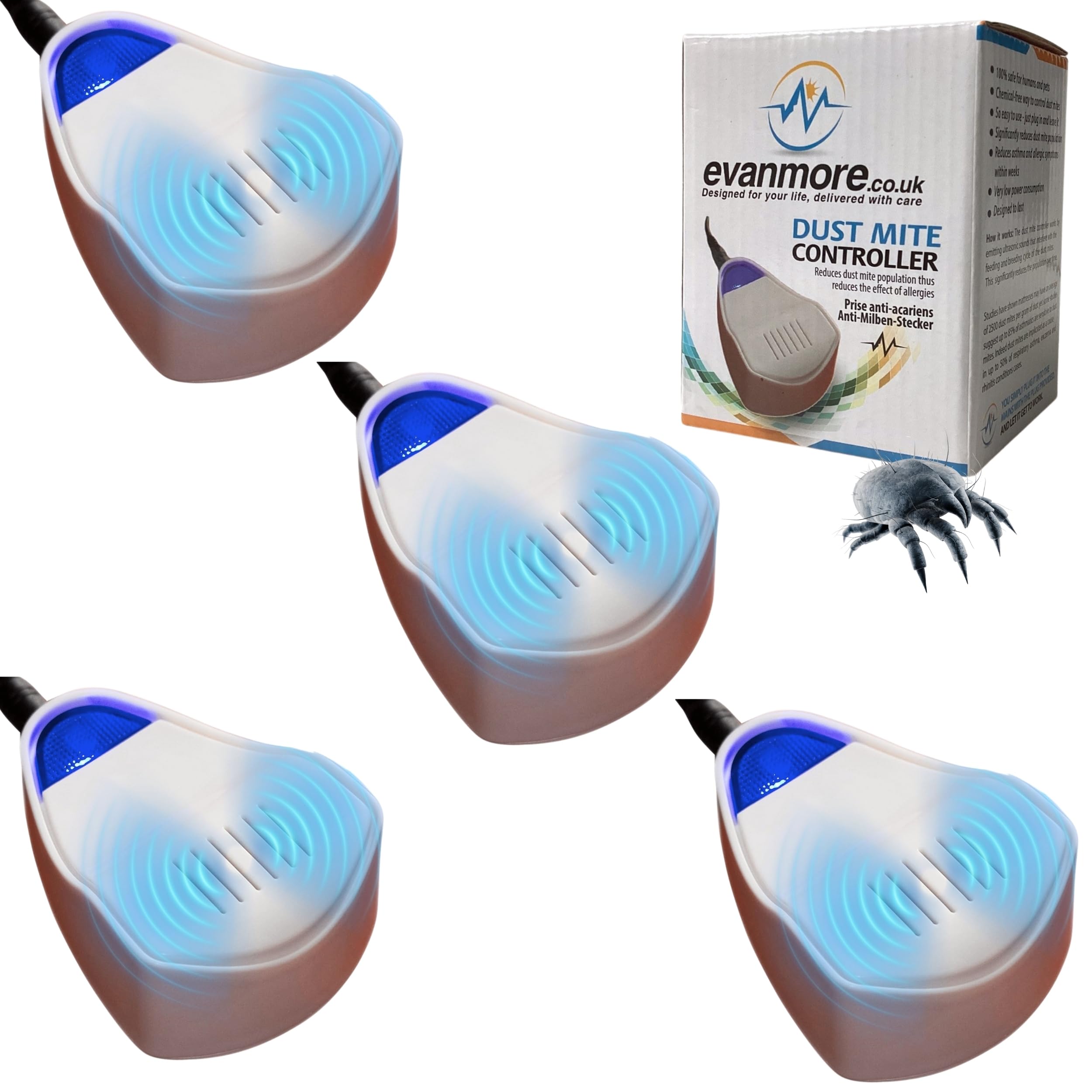 Dust Mite Controller Ultrasonic Repeller Repellent Plug in Dustmite Killer 100% Safe Non Toxic Chemical Free (4)