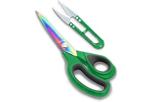 HOMENGG Fabric Cutting Scissors 9.5 inches, Professional Fabric Shears Titanium Coated Forged Stainless Steel Heavy Duty with Thread Cutter