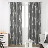 Deconovo Grey Blackout Curtains 72 Drop 66x72 Inch Two Panels Eyelet Thermal view 2