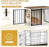 Hzuaneri Dog Crate Furniture 81 cm Double Door Barn Door Anti-Chew White Brown view 3