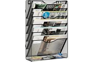 Solinxe Wall File Holder 7 Tier Assembly Hanging File Folder Organizer Mesh Desk Paper Magazine Document Rack, Black