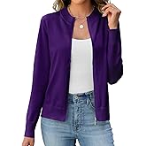 Halife Womens Zip Up Cardigan Sweaters Long Sleeve Lightweight Casual Zipper Knitted Sweatshirts Jacket