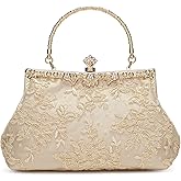 UBORSE 1920s Vintage Purse Embroidery Lace Floral Clutch Purse for Women Formal Evening Bag Handbag Wedding Bag