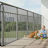 KALYVON Banister Guard 15ft X 3ft Thick, Balcony Netting for Pets (Black) | Balcony Safety Net for Kids, Baby Fence Door Balcony Railing Cover with No Drilling for Apartment Railing