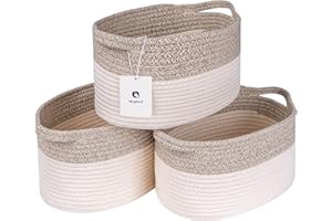 laughbird Cube Shelf Small Storage Gift Baskets for Organizing Cotton Rope basket|Woven Baskets for Storage Shelf|Decorative Basket & Closet Baskets for Shelves | Woven Storage Basket|13×9×7 inch