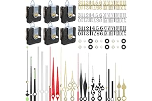 Kigeli 6 Pieces Quartz DIY Wall Clock, 6 Clock Numerals Kit, Movement Mechanism Battery Operated Clock Motor Kit with 8 Different Pairs of Hands for DIY Clock Repair