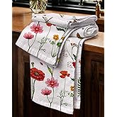 Miss Adola Waffle Cotton Kitchen Towels Set of 2-16x26 Inch Waffle Weave Dish Cloths with Hanging Loop Absorbent Reusable Hand Tea Towels Cute Design Home Decorative Housewarming, Garden Gragonfly