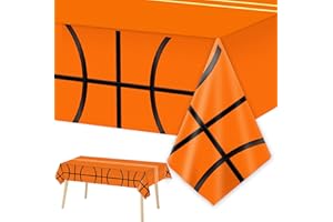 WIFUNUE 3 Pieces Basketball Party Tablecloths for Basketball Birthday Decorations Plastic Disposable Sports Ball Party Table Covers for Rectangle Tables Birthday Party Supplies Favors, 54 x 108 Inches
