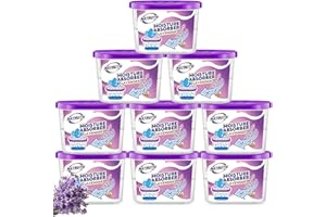 NATRUTH Moisture Absorbers with Lavender Scent,9-Pack Portable Closet Dehumidifier, Odor Eliminator Absorber Bucket, Unscented Humidity Absorber,Cleaner Air Dehumidifier for Closet,Bathrooms
