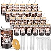 Dandat 24 Set Employee Appreciation Gifts Christmas Thank You Team Gifts Staff Coworker 16oz Can Shaped Inspirational Glass Cup Bulk with Lid Straw Brush for Xmas Teacher Nurse(Single Style)