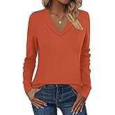 Zeagoo Womens Sweaters Fall Fashion 2025 Long Sleeve Tops V Neck Business Casual Collared Knit Tunic Pullover Outfits