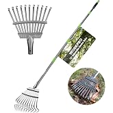 WORKPRO Rake, Small Rake for Leaves with 72&rdquo; Adjustable Long Handle | 11 Steel Tines, Heavy Duty Metal Leaf Rakes for Garden, Yard, Flower Bed, Narrow Rakes 9-1/5 inch Wide Head for Tight Spaces