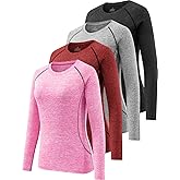 Ullony Womens Long Sleeve Moisture Wicking Tee Shirt Long Sleeve Workout Tops for Women Dry Fit Yoga Athletic Running T Shirt