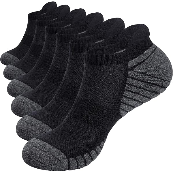 VWELL Athletic Running Socks 6-Pack - Cushioned Ankle Socks For Men & Women
