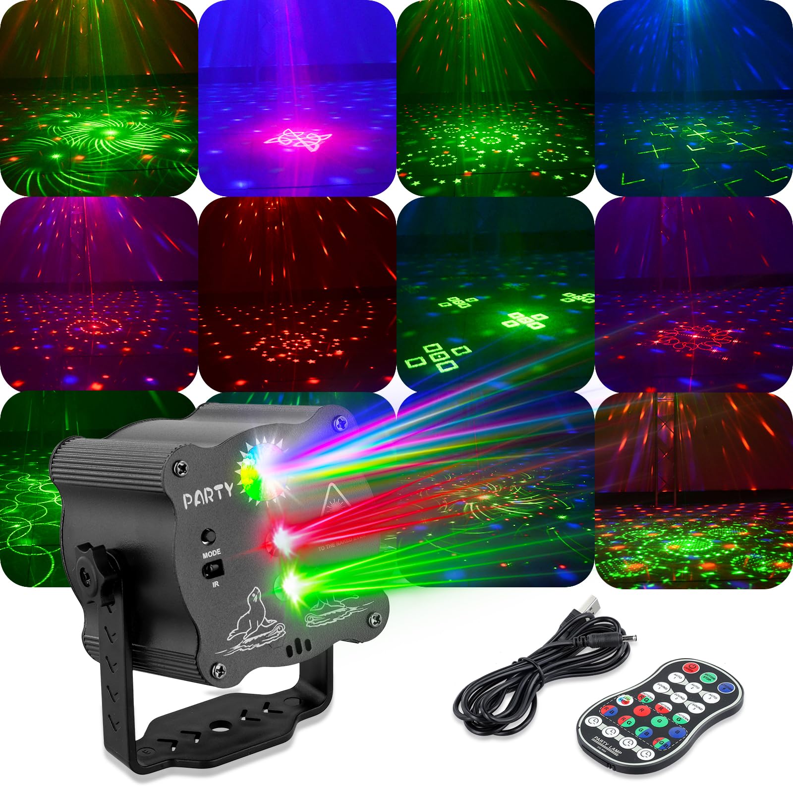 Mini Disco Lights Party Lights, Sound Activated with Remote Control & Timer, 120 Patterns RGB LED Stage Lighting, USB Powered for Home Party Show Wedding Christmas