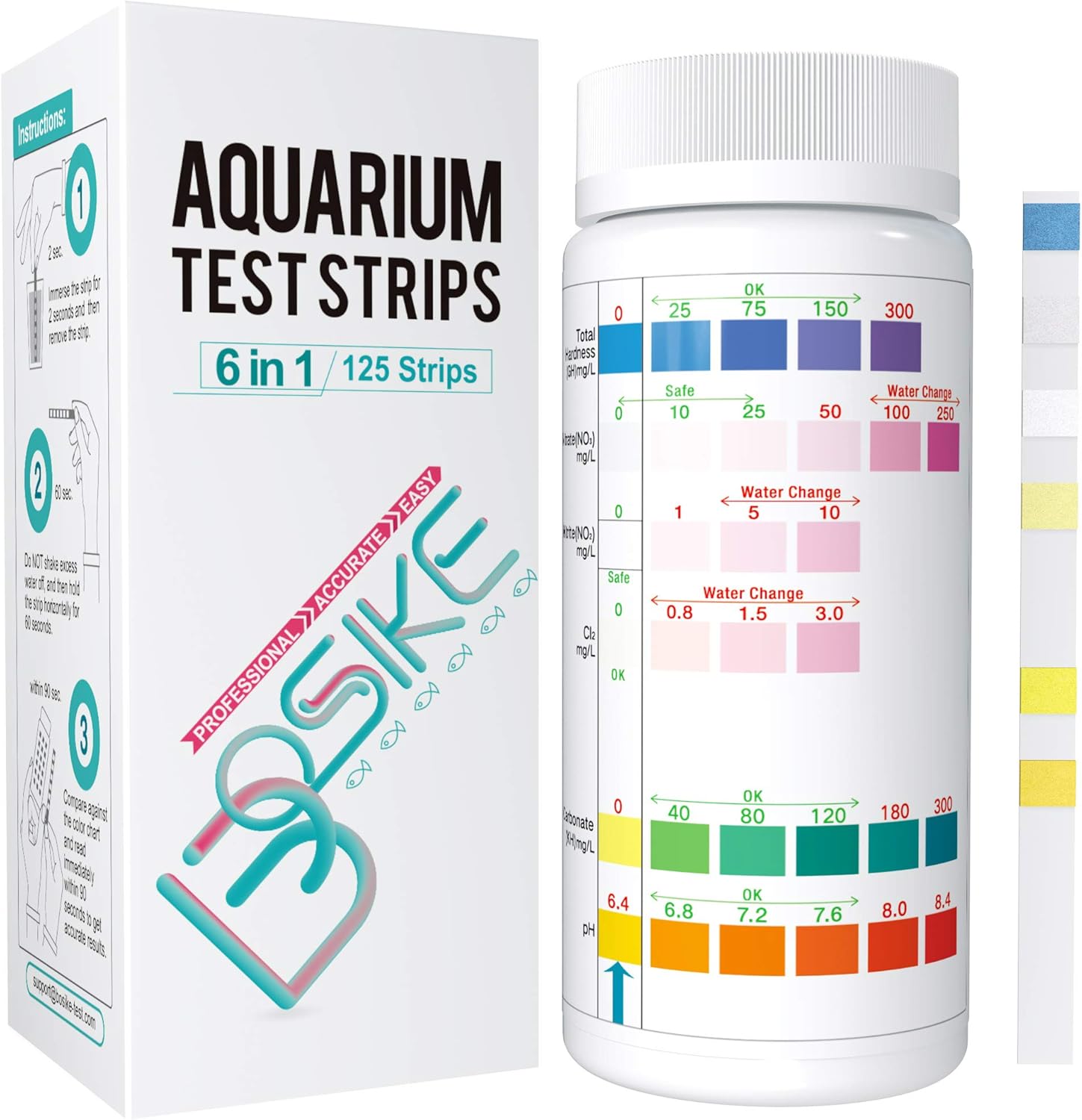 6 in 1 aquarium test strips
