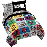 Jay Franco Marvel Avengers Pop 7 Piece Queen Size Bed Set - Includes Comforter & Sheet Set - Super Soft Fade Resistant Microfiber (Official Marvel Product)