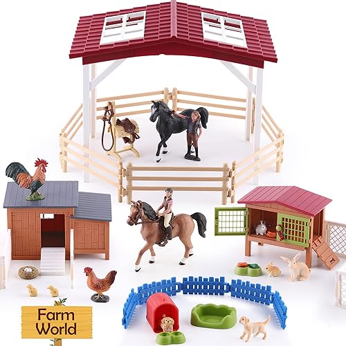 iPlay, iLearn Kids Farm Animal Barn House Toy, Girl Horse Stable