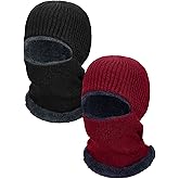2 Pieces Winter Face Mask Ski Masks Warm Knitted Balaclava for Men Women Fleece Windproof Face Cover for Outdoor Sports