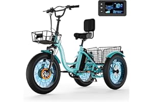 MOONCOOL Electric Tricycle for Adults, 20" x 4" Fat Tire Electric Trike, 48V 500W 3 Wheel Electric Bike, 7 Speed E Trikes for