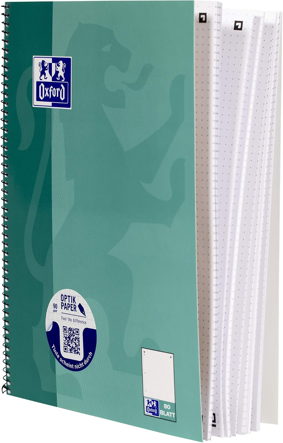 Oxford College Notepad School A4 Squared with Double Margin 80 Sheets Ruler Point Checked Pack of 10 Teal - Image 5