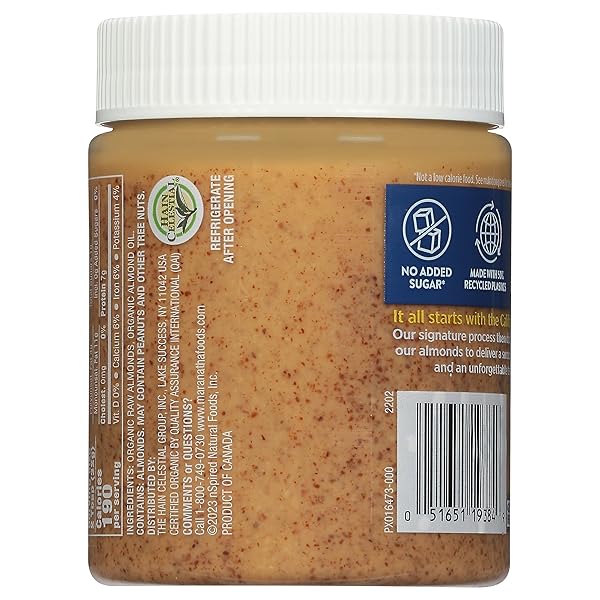 MARANATHA ORGANIC CREAMY RAW ALMOND BUTTER, 12 OUNCE JAR