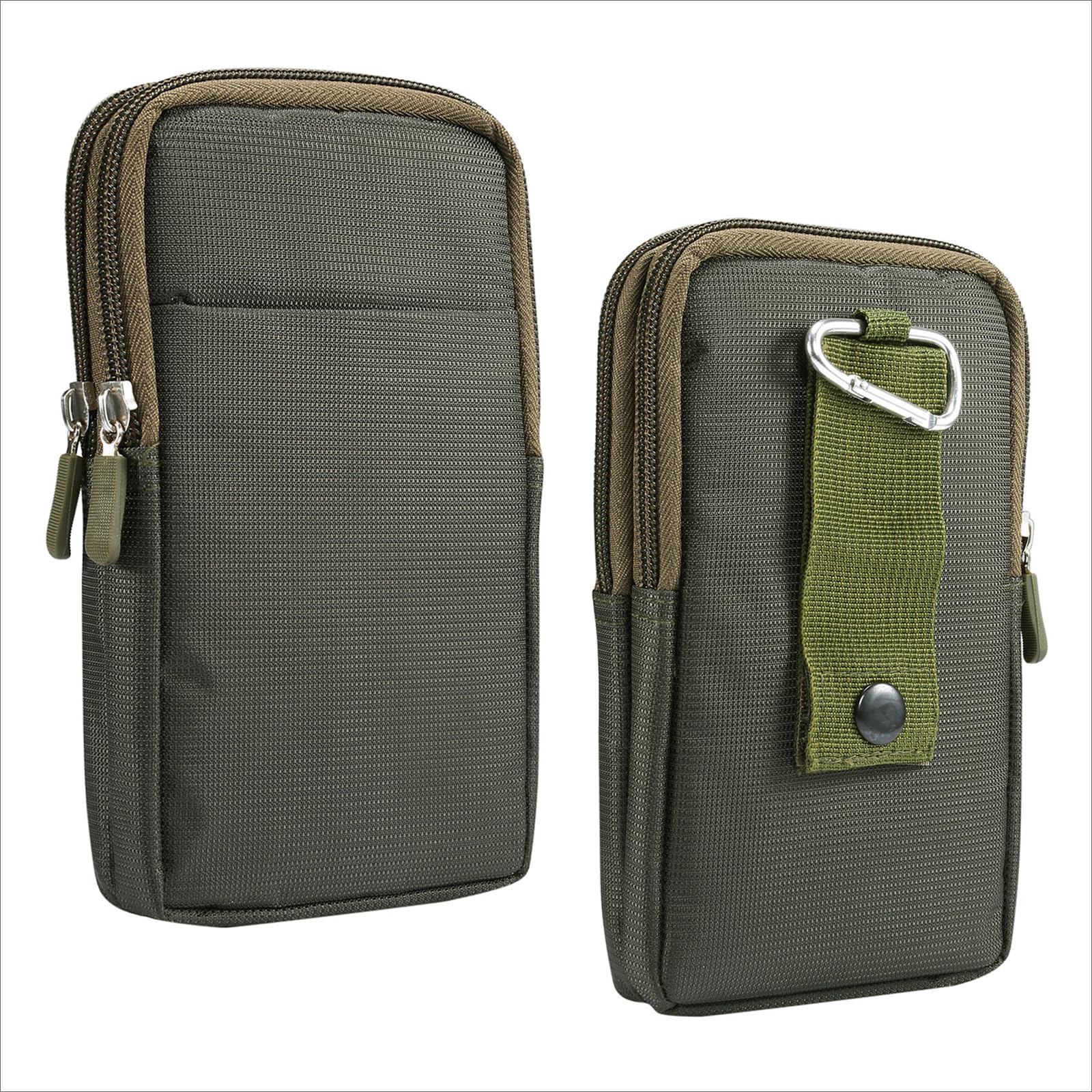 Vertical Cellphone Holster with Belt Clip Green, Cell Phone Waist Pouch Men, 6.7" Women Zipper Purse Small Mobile Phone Belt Loop Pouch Bag Outdoor Sport Waist Pack Carrying Belt Holder Wallet Cover