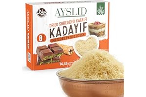 AYSLID Shredded Kataifi Dough 410g (14.45 oz) - Dried Kunafa/Knafeh Kadayif Threads - Ready for Toasting & Baking - Traditional Filo/Phyllo Pastry for Pistachio Chocolate Desserts