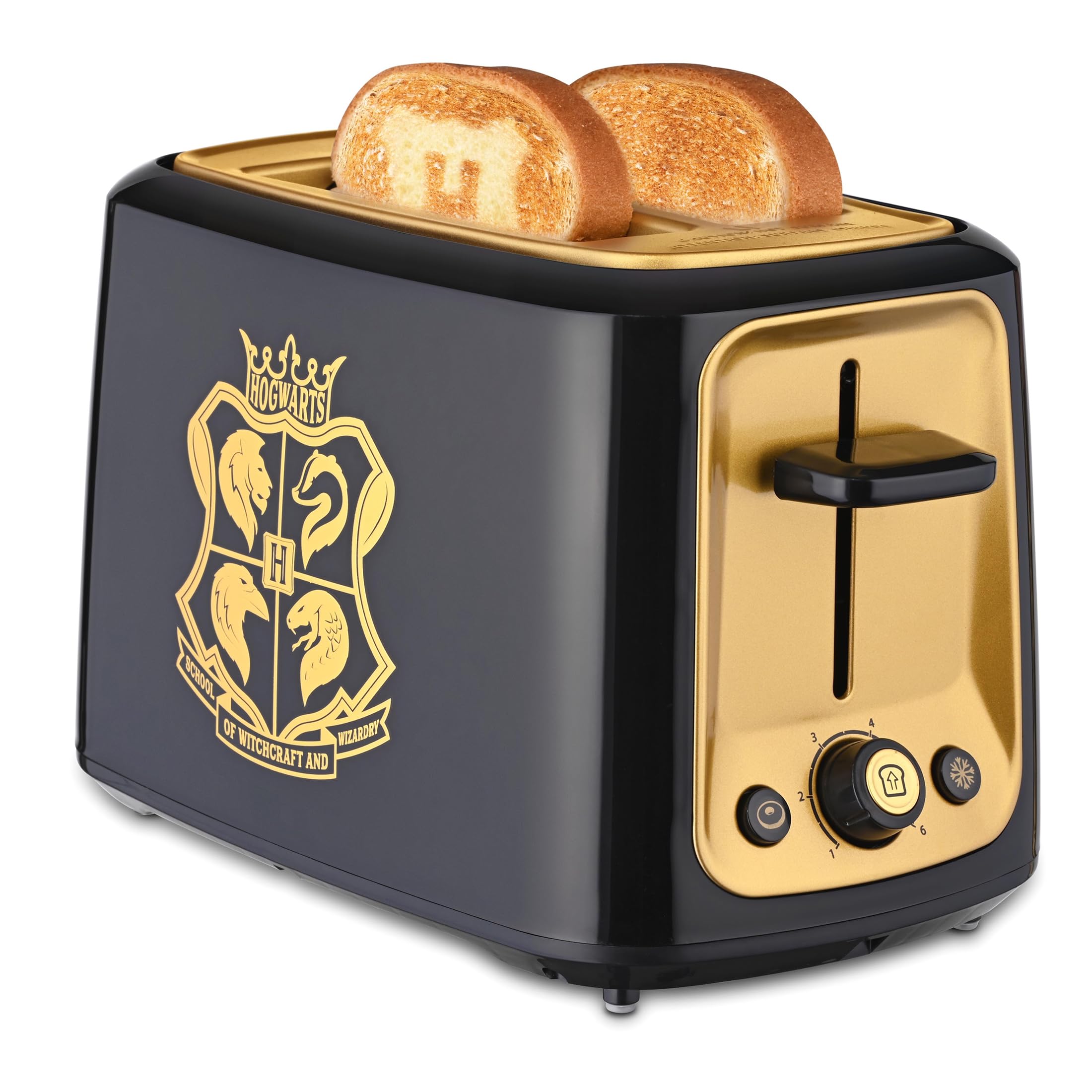 Harry Potter 2-Slice Toaster - Fast Toaster with Wide Slots, Toast Lift & Crumb Tray - Kitchen Essential for Sandwich Bread, Breakfast & Bagels