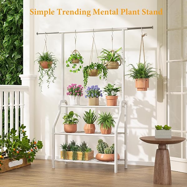 LINCORDOR PLANT STAND INDOOR OUTDOOR, 3-TIER HEAVY DUTY METAL HANGING PLANT SHELF, 61” TALL LARGE PLANT HOLDER RACK FOR MULTIPLE BIG POTS, FLOWER STAND FOR LIVING ROOM, GARDEN, BALCONY, BLACK