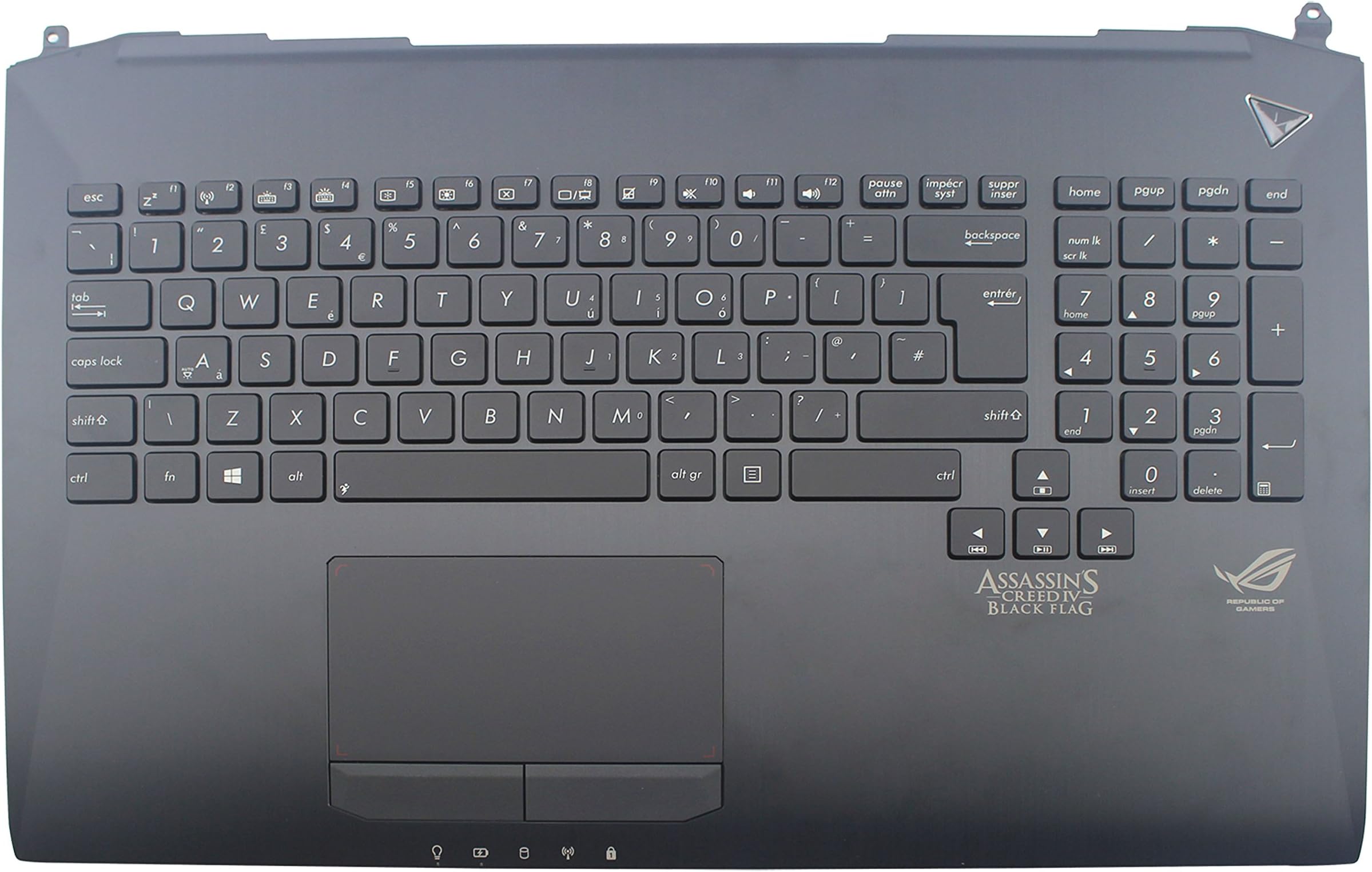 CHNASAWE Laptop Backlit Keyboard for Asus G750J G750JH G750JM G750JS G750JW G750JX G750JZ, UK Layout with C Cover Palmrest