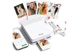 Nelko Portable Photo Printer, PP03 Color Mini Photo Printer for iPhone & Android, with 50 Sheets of Photo Paper, Bluetooth Pi
