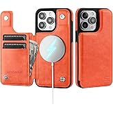 SkyEagle for iPhone 12 Pro Max Wallet Case with Card Holder Compatible with Magsafe Kickstand RFID Blocking Flip Cover Credit Card Slots PU Leather Men Women Phone Case for Apple 12 ProMax,Orange