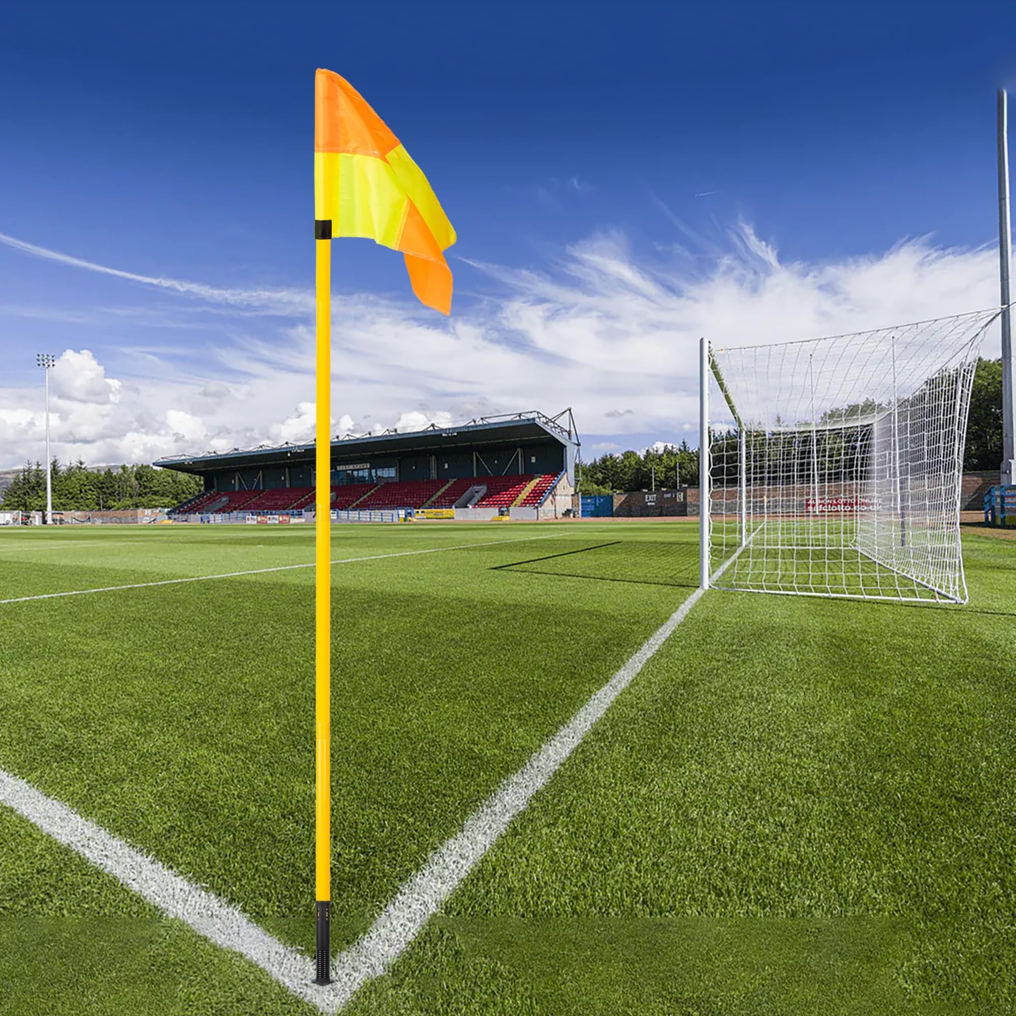 5FT Soccer Corner Flags for Soccer Field Set of 4,Soccer Flags Agility Poles Soccer Training Poles,Spring Loaded Adjustable Speed and Agility Training Equipment With Storage Bag