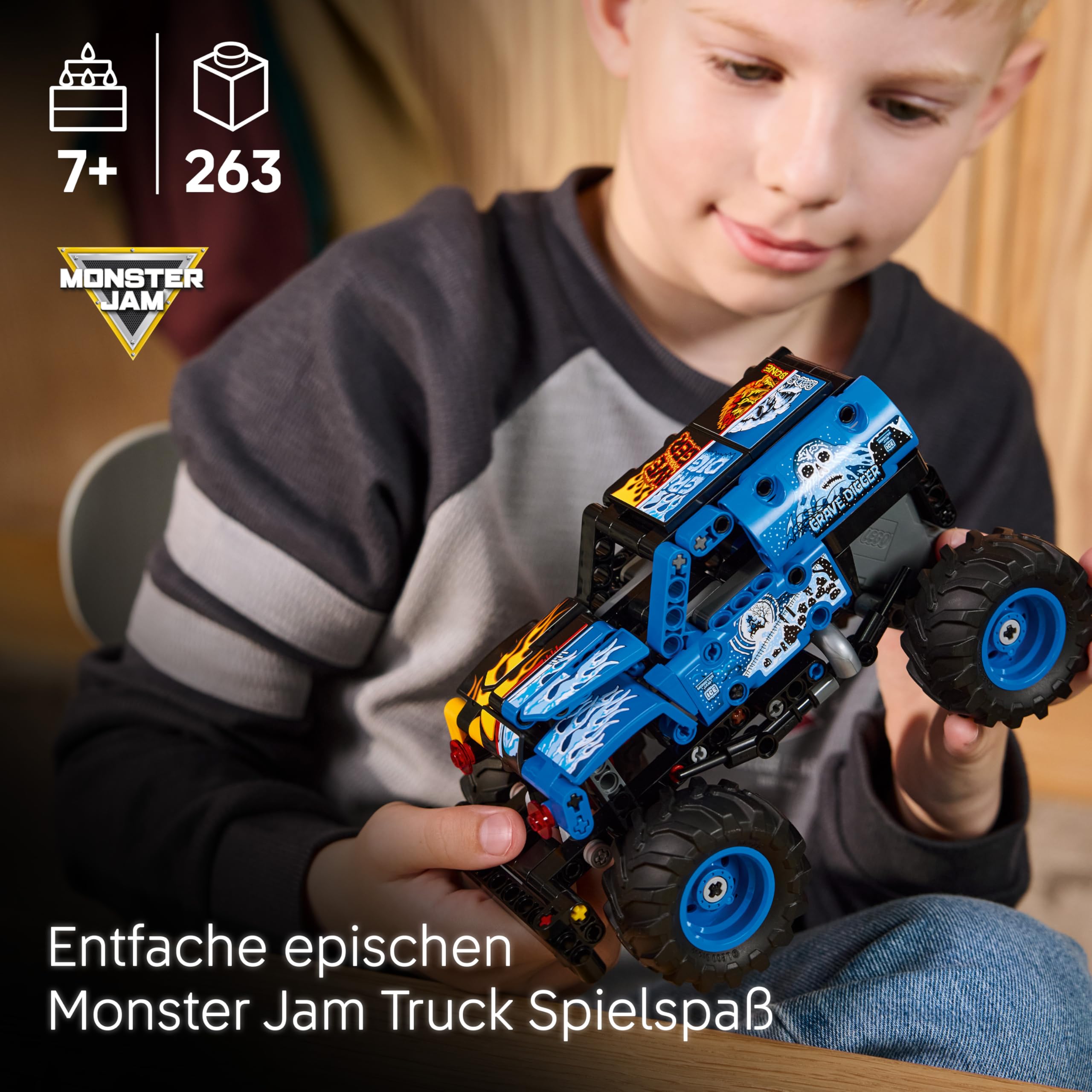 LEGO Technic Monster Jam Grave Digger Feuer und EIS - Monstertruck Modellbau & Konstruktionsspielzeug mit Rückziehmotor - Spielzeug für Kinder, Mädchen & Jungen - Geschenke für Kinder - 42219 2