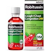 Robitussin DM Cough and Chest Congestion, Raspberry, 8 fl oz | Adult Cough Suppressant and Expectorant, Cough Plus Chest Congestion, Thins and Loosens Mucus, Fast and Effective Relief
