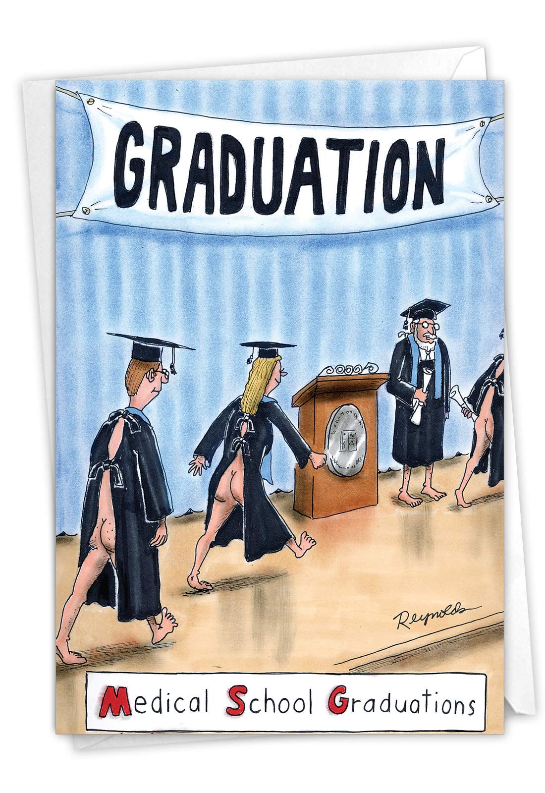 NobleWorks - 1 Funny Graduation Card with Envelope - Cartoon Humor Card for Graduate, College or High School - Msg 3944