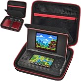 GWCASE Hard Shell Carrying Case for Nintendo 3DS / for Anbernic RG DS | PU &amp; EVA hard shell, custom tray, stylus slot, mesh pocket for Nintendo 3DS / for Anbernic travel - Black &amp; Red (Case Only)