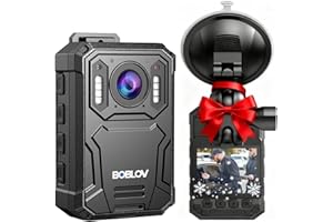 BOBLOV KJ23Pro 2K Body Camera, 128GB Body Worn Camera with Night Vision, 4000mAh Battery for 15 Hours Continuous Recording, with Car Suction for Dashcams, Law Enforcement, Security, Outdoor Work