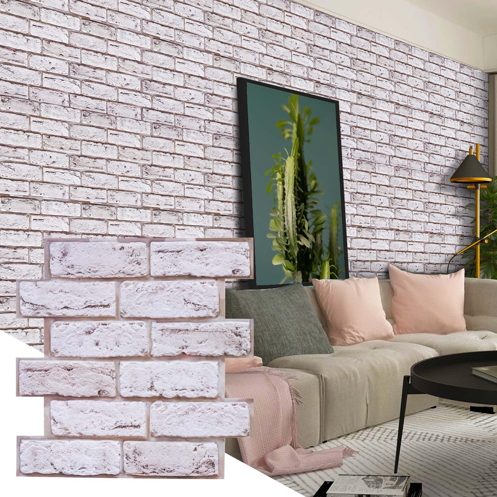 Photo 1 of 3D Brick Wall Panels, 10 PCS Peel and Stick Backsplash, 11.8"X11.8" Faux Brick Wall Panels PVC Peel and Stick Brick Tiles, Self Adhesive Wallpaper