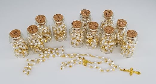 Amazon Com 24x White Gold Pearl Rosary Bottle Baptism Party