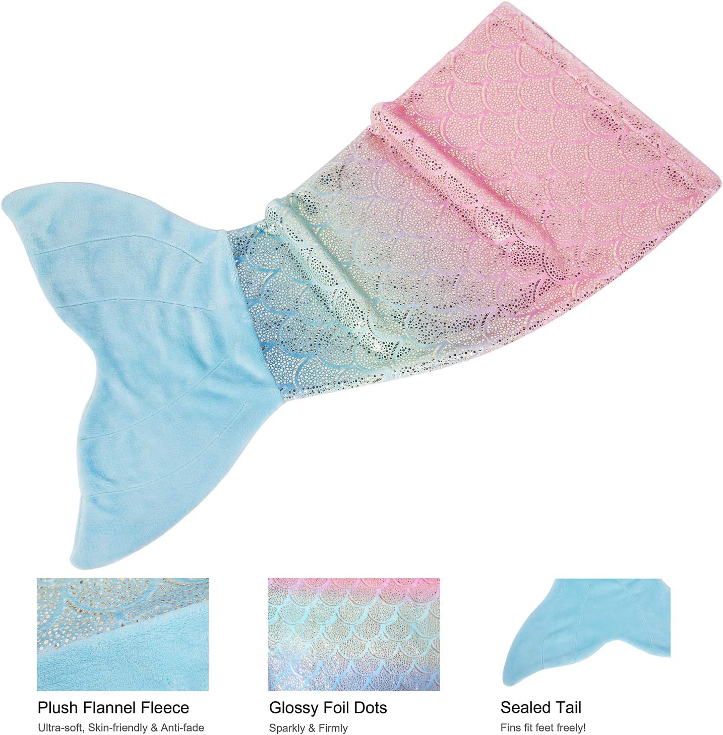 Softan Kids Mermaid Tail Blanket, Girls Toddlers Mermaid Toys - Image 5