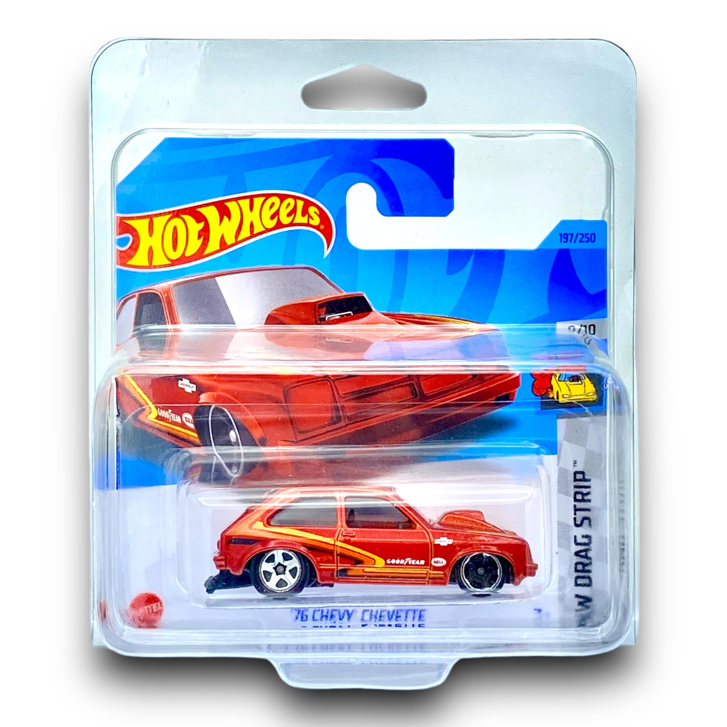 Hot Wheels '76 Chevy Chevette (Red) - 9/10 HW Drag Strip - 2023-197/250 (Short Card) - COMES IN A KLAS CAR KEEPER PROTECTOR COLLECTORS CASE - HKH35