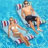 Inflatable Pool Float, 2-Pack Adult Pool Floaties, Multi-Purpose 4-in-1 Swimming Water Floating Rafts ( Saddle, Lounge Chair,